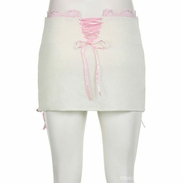 Y2K Pink Lolita Sweater Mini Skirt