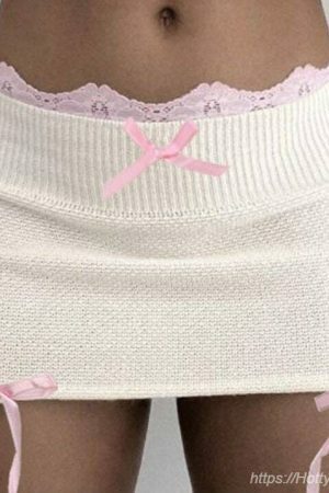 Y2K Pink Lolita Sweater Mini Skirt