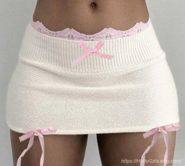 Y2K Pink Lolita Sweater Mini Skirt