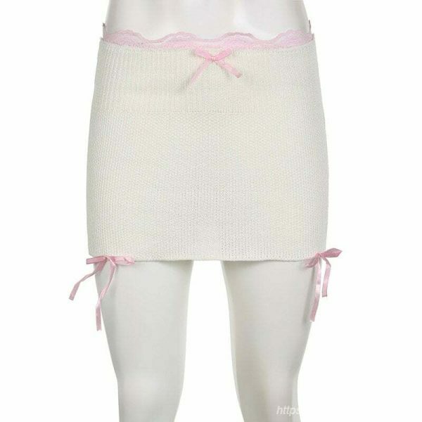 Y2K Pink Lolita Sweater Mini Skirt