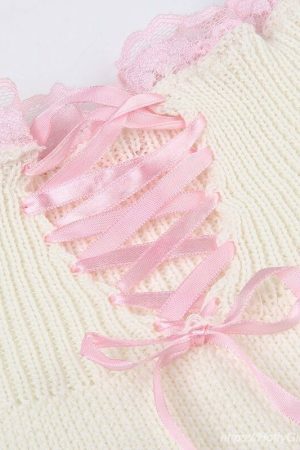 Y2K Pink Lolita Sweater Mini Skirt