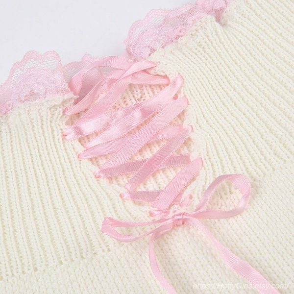 Y2K Pink Lolita Sweater Mini Skirt