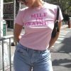 Y2K Pink MILF In Training Slogan Crop Tee Streetwear Top