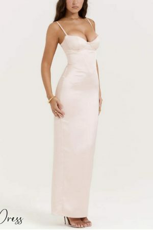 Y2K Pink Satin Maxi Dress: Luxury Formal Evening & Prom Bridesmaid Cocktail Gown