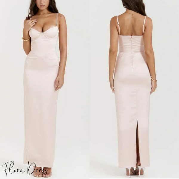 Y2K Pink Satin Maxi Dress: Luxury Formal Evening & Prom Bridesmaid Cocktail Gown