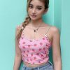 Y2K Pink Strawberry Print Sleeveless Streetwear Dress