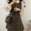 Y2K Plaid Button Dress with Cute Sleeveless Vest