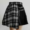 Y2K Pleated Skater Skirt: Asymmetric High Waist Streetwear Gothic Punk Harajuku Fashion