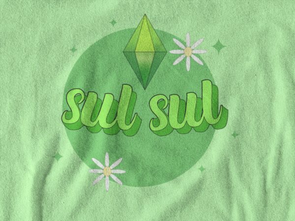 Y2K Plumbob Shirt with Sul Sul and Daisy Print