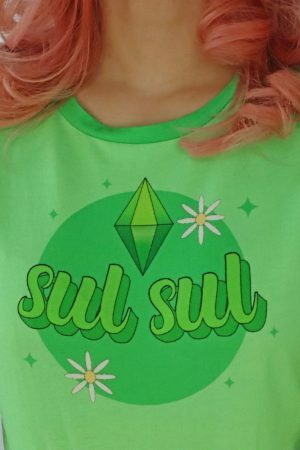 Y2K Plumbob Shirt with Sul Sul and Daisy Print