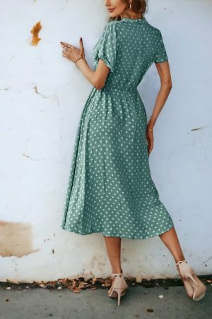 Y2K Polka Dot Print Shirt Dress | Women's Casual Midi Beach Sundress