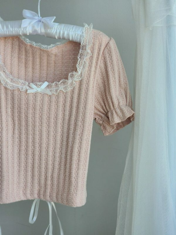 Y2K Princesscore Pink Knit Crop Top