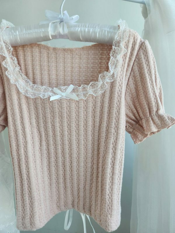 Y2K Princesscore Pink Knit Crop Top