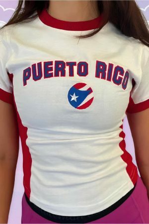 Y2K Puerto Rico Soccer Baby Tee - Angel Baby Jersey Top