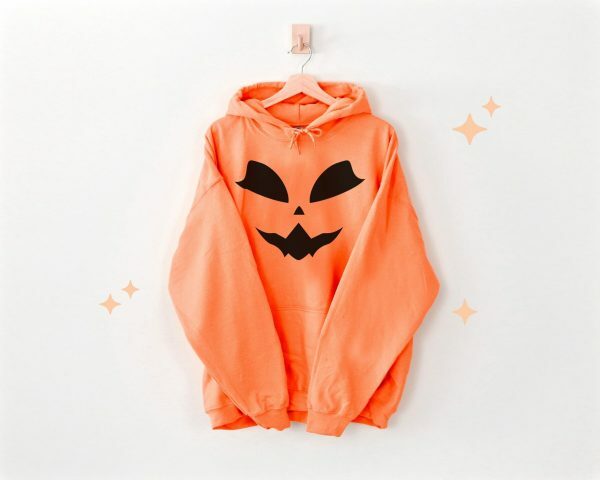 Y2K Pumpkin Kitty Face Hoodie - Streetwear Halloween Costume Sweatshirt