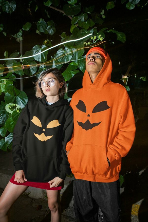 Y2K Pumpkin Kitty Face Hoodie - Streetwear Halloween Costume Sweatshirt