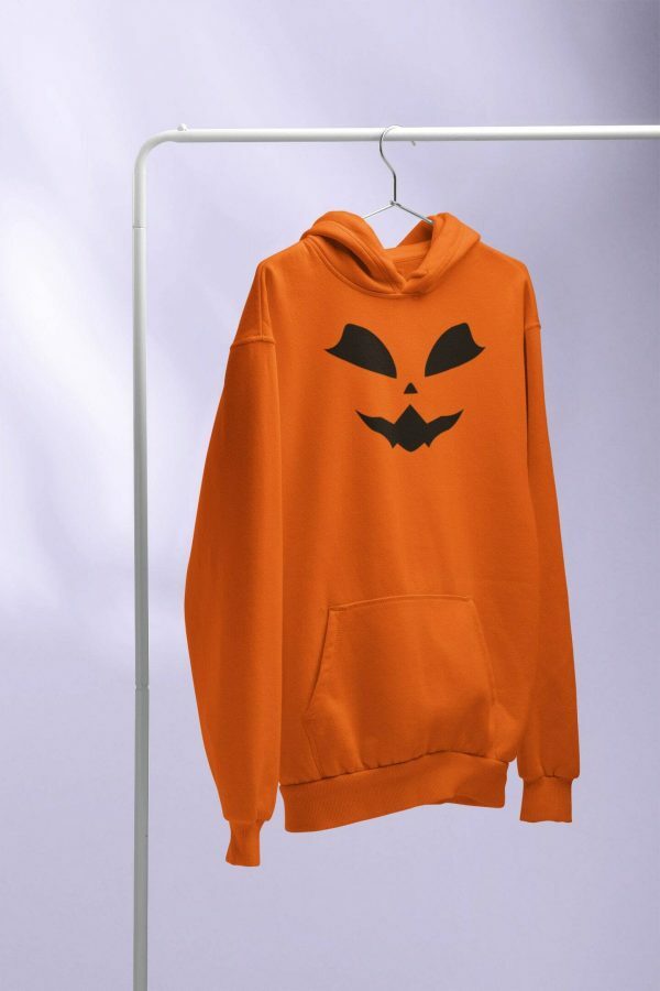 Y2K Pumpkin Kitty Face Hoodie - Streetwear Halloween Costume Sweatshirt