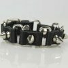 Y2K Punk Black Leather Bracelet with Studs for Men and Women