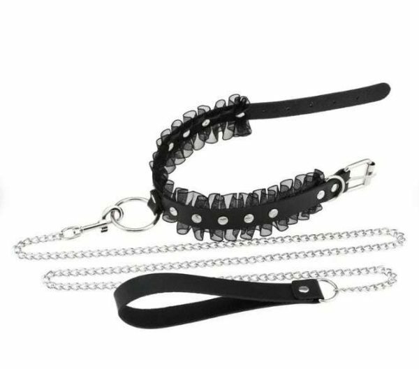 Y2K Punk Harajuku Lace Collar Chain Leather Choker Gothic Necklace