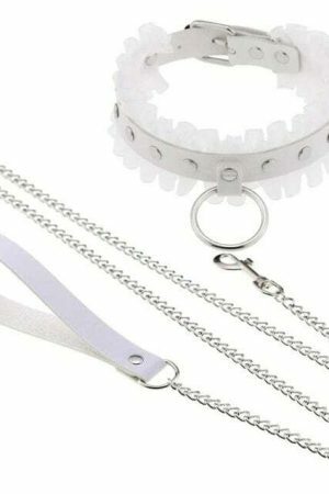 Y2K Punk Harajuku Lace Collar Chain Leather Choker Gothic Necklace