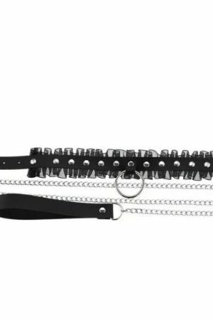 Y2K Punk Harajuku Lace Collar Chain Leather Choker Gothic Necklace