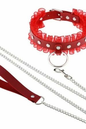 Y2K Punk Harajuku Lace Collar Chain Leather Choker Gothic Necklace