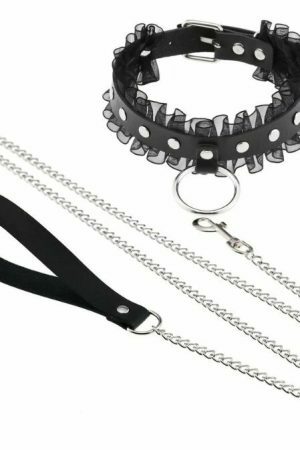 Y2K Punk Harajuku Lace Collar Chain Leather Choker Gothic Necklace