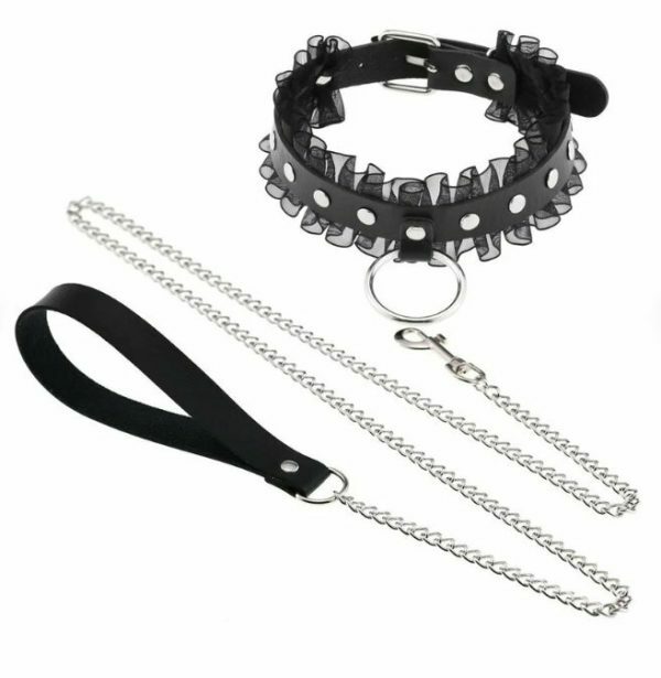 Y2K Punk Harajuku Lace Collar Chain Leather Choker Gothic Necklace