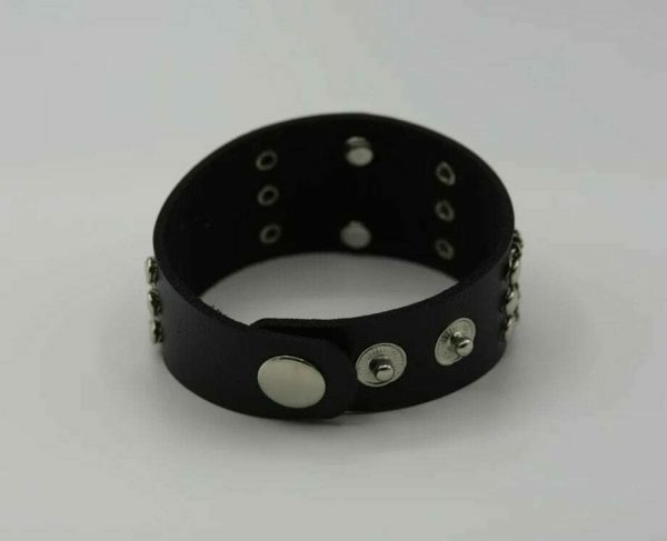 Y2K Punk Rock Leather Skull Bracelet Wide Strap Cuff