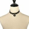 Y2K Punk Studded Leather Choker Necklace for Women with Heart Padlock