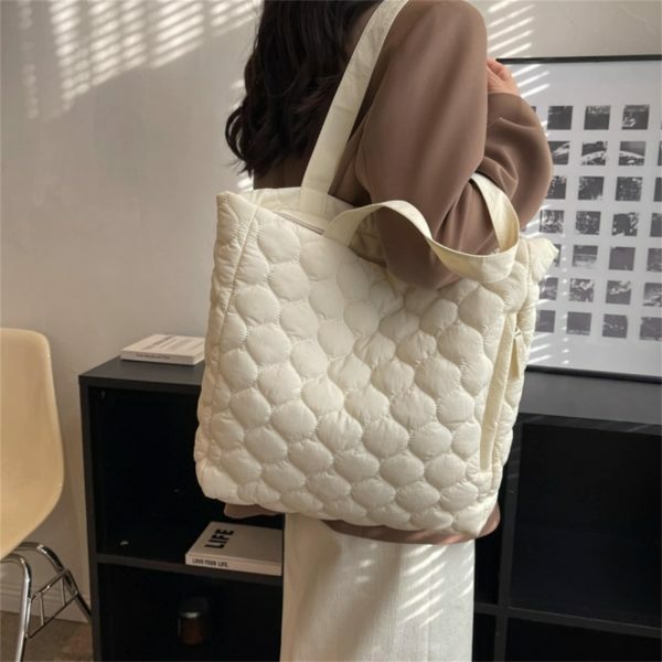 Y2K Quilted Shoulder Bag with Fluffy Cloud Design