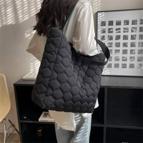 Y2K Quilted Shoulder Bag with Fluffy Cloud Design