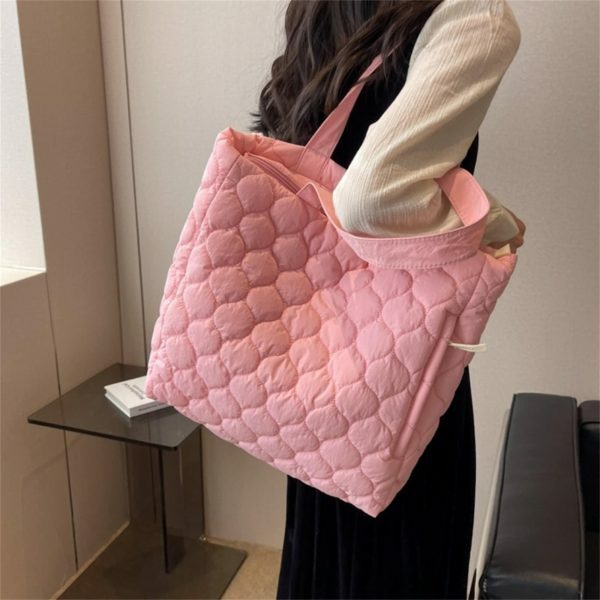 Y2K Quilted Shoulder Bag with Fluffy Cloud Design