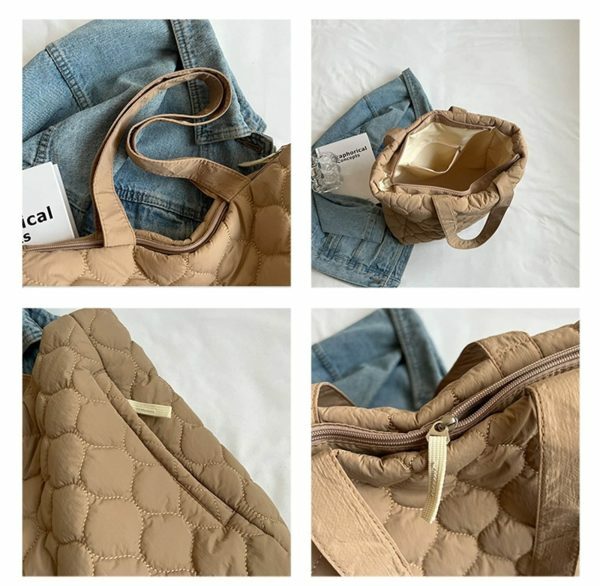 Y2K Quilted Shoulder Bag with Fluffy Cloud Design