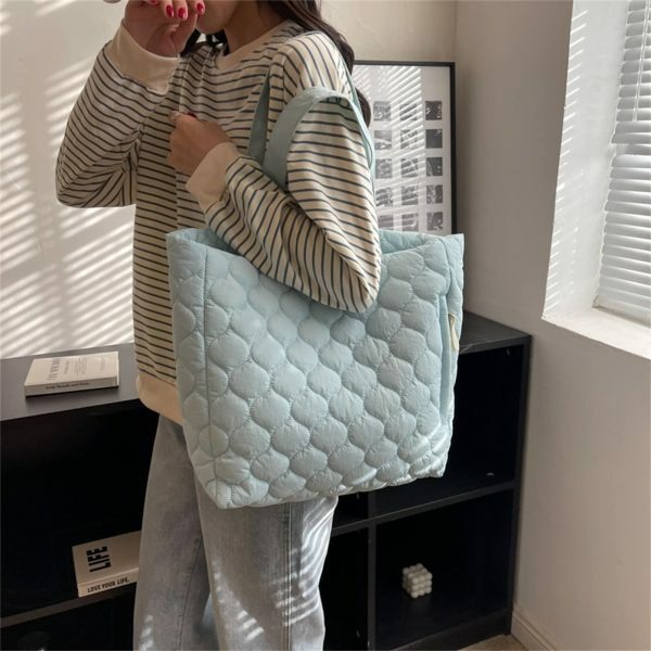 Y2K Quilted Shoulder Bag with Fluffy Cloud Design