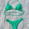 Y2K Retro Green Bikini Set for Pool Party and Festival | Colorful Swimwear Gift