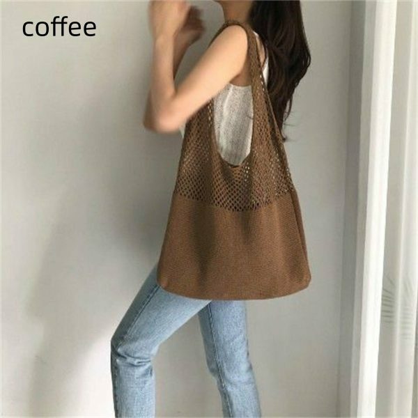 Y2K Retro Hollow Knitted Hand Bill Shoulder Bag for Women