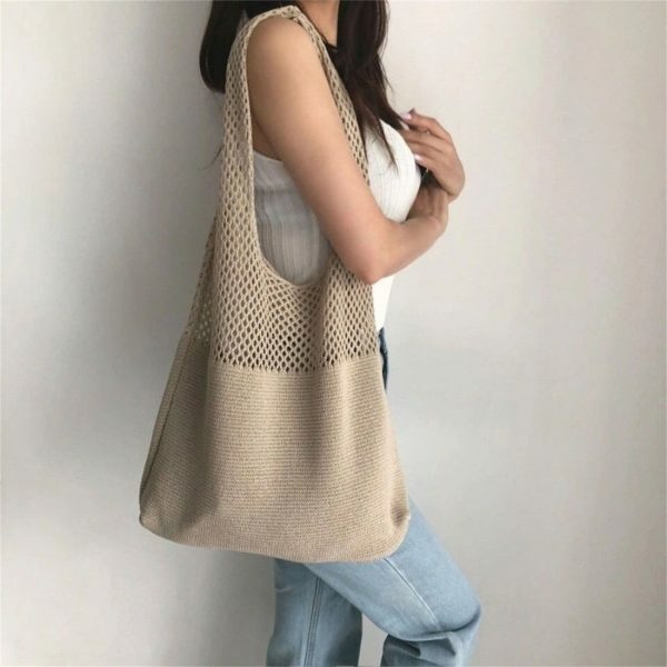 Y2K Retro Hollow Knitted Hand Bill Shoulder Bag for Women