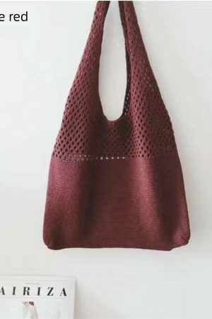 Y2K Retro Hollow Knitted Hand Bill Shoulder Bag for Women