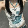 Y2K Rhinestone Tank Top: Vintage Sleeveless Streetwear Fashion