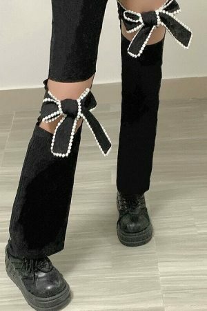 Y2K Ribbed High Waist Streetwear Pants - Independent Straight Casual Gothic Fashion