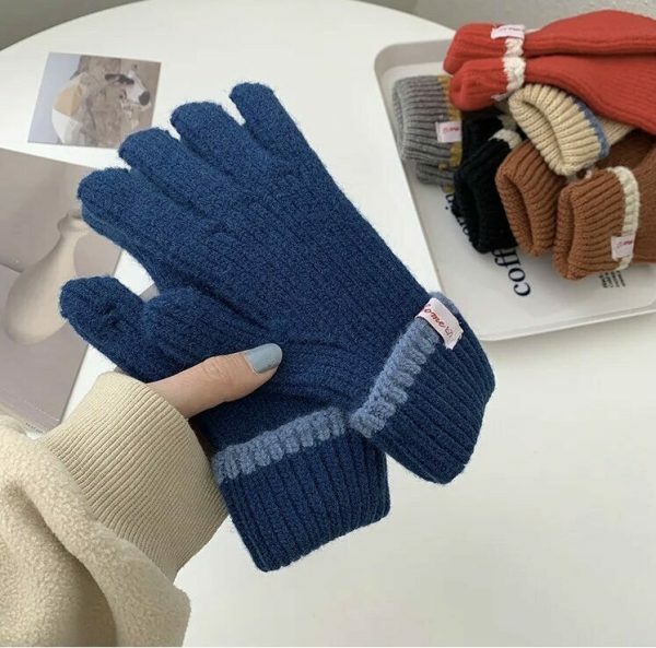 Y2K Ribbed Knit Fingerless Gloves for Women