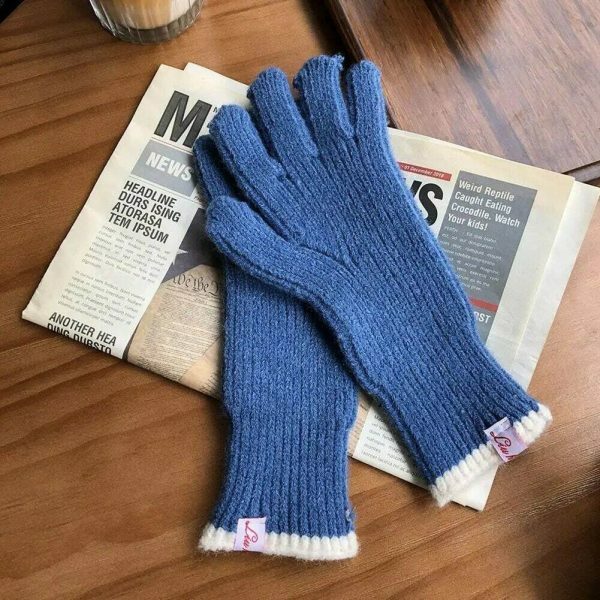 Y2K Ribbed Knit Fingerless Gloves for Women