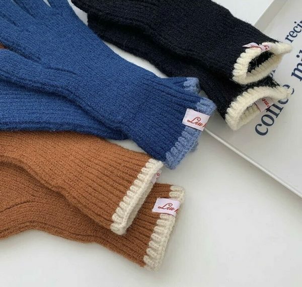 Y2K Ribbed Knit Fingerless Gloves for Women