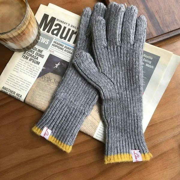 Y2K Ribbed Knit Fingerless Gloves for Women