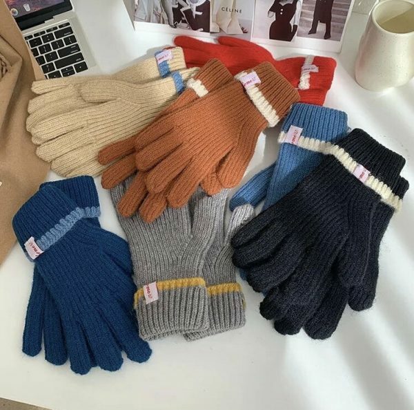 Y2K Ribbed Knit Fingerless Gloves for Women