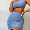 Y2K Ribbed Two-Piece Skirt Set for Women - Streetwear Mini Outfit