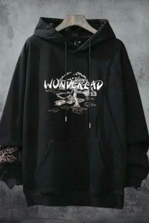 Y2K Sakura Print Oversized Hoodie - Japanese Streetwear Fashion