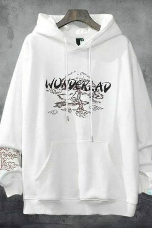 Y2K Sakura Print Oversized Hoodie - Japanese Streetwear Fashion