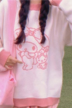 Y2K Sanrio Aesthetic Sweater with Cinamaroll and MyMelody